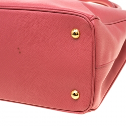 Pre Owned Prada Pink Saffiano Leather Lux Medium Double Zip Top Handle Bag
