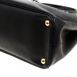 Prada Black Saffiano Lux Leather Small Double Zip Tote