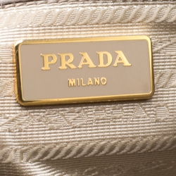 Pre Owned Prada Light Grey Saffiano Lux Leather Large Double Zip Tote