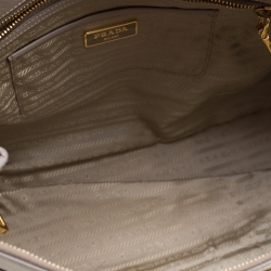 Pre Owned Prada Light Grey Saffiano Lux Leather Large Double Zip Tote