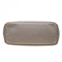 Pre Owned Prada Light Grey Saffiano Lux Leather Large Double Zip Tote