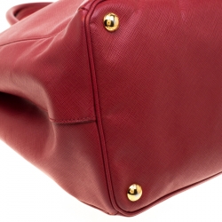 Pre Owned Prada Red Saffiano Lux Leather Large Gardener's Tote