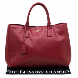 Pre Owned Prada Red Saffiano Lux Leather Large Gardener's Tote