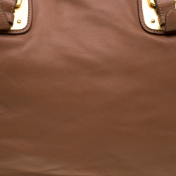 Pre Owned Prada Brown Calfskin Leather Nocciolo Top Handle Bag