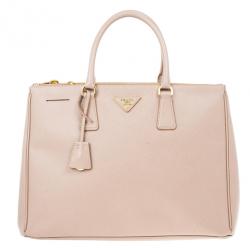 مملوكة مسبقًا Prada Pink Cammeo Saffiano Lux Double-Zip Tote Bag