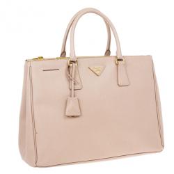 مملوكة مسبقًا Prada Pink Cammeo Saffiano Lux Double-Zip Tote Bag