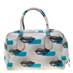 Pre Owned Prada Daino Leather Saint Lip Bauletto Bag