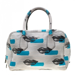 Pre Owned Prada Daino Leather Saint Lip Bauletto Bag