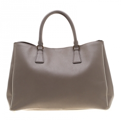 Pre Owned Prada Grey Saffiano Lux Leather Large Gardener's Tote
