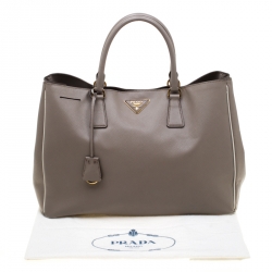 Pre Owned Prada Grey Saffiano Lux Leather Large Gardener's Tote