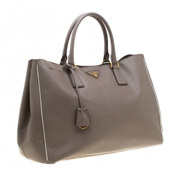 Pre Owned Prada Grey Saffiano Lux Leather Large Gardener's Tote
