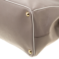 Pre Owned Prada Grey Saffiano Lux Leather Large Gardener's Tote