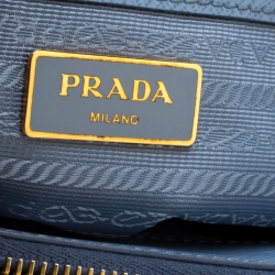 Pre Owned Prada Blue Saffiano Leather Small Double Zip Tote