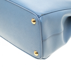 Pre Owned Prada Blue Saffiano Leather Small Double Zip Tote