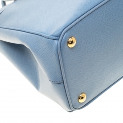 Pre Owned Prada Blue Saffiano Leather Small Double Zip Tote
