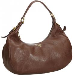 Pre Owned Prada Brown Vitello Daino Leather Hobo Bag