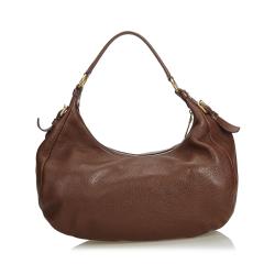 Pre Owned Prada Brown Vitello Daino Leather Hobo Bag