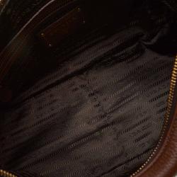 Pre Owned Prada Brown Vitello Daino Leather Hobo Bag