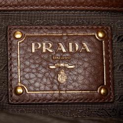 Pre Owned Prada Brown Vitello Daino Leather Hobo Bag