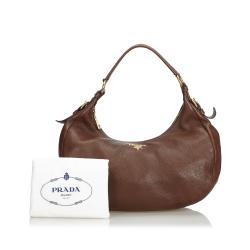 Pre Owned Prada Brown Vitello Daino Leather Hobo Bag