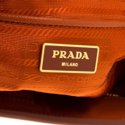 Pre Owned Prada Orange Saffiano Leather Parabole Tote
