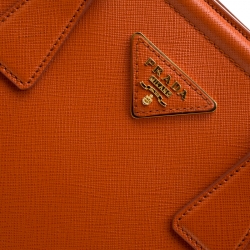 Pre Owned Prada Orange Saffiano Leather Parabole Tote