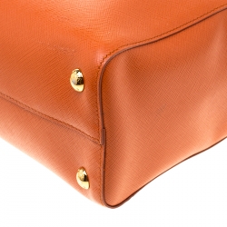 Pre Owned Prada Orange Saffiano Leather Parabole Tote