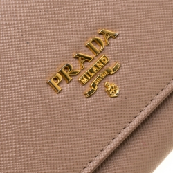 Pre Owned Prada Beige Leather Snap Wallet