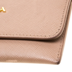 Pre Owned Prada Beige Leather Snap Wallet