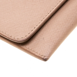 Pre Owned Prada Beige Leather Snap Wallet