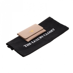 Pre Owned Prada Beige Leather Snap Wallet