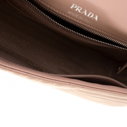 Pre Owned Prada Dark Beige Diagramme Leather Flap Crossbody Bag 