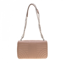 Pre Owned Prada Dark Beige Diagramme Leather Flap Crossbody Bag 