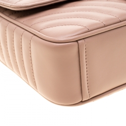 Pre Owned Prada Dark Beige Diagramme Leather Flap Crossbody Bag 