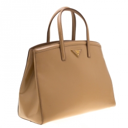 Pre Owned Prada Beige Saffiano Vernice Leather BN2535 Tote