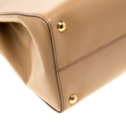 Pre Owned Prada Beige Saffiano Vernice Leather BN2535 Tote