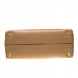 Pre Owned Prada Beige Saffiano Vernice Leather BN2535 Tote