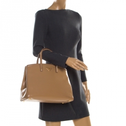 Pre Owned Prada Beige Saffiano Vernice Leather BN2535 Tote