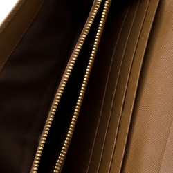 Pre Owned Prada Caramel Saffiano Leather Continental Wallet