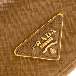 Pre Owned Prada Caramel Saffiano Leather Continental Wallet