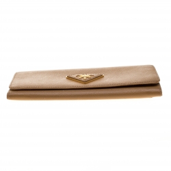 Pre Owned Prada Caramel Saffiano Leather Continental Wallet