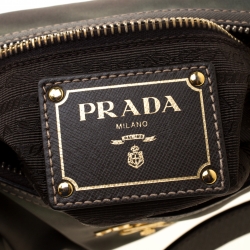 Pre Owned Prada Green/Brown Nylon and Leather Shoulder Bag