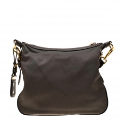 Pre Owned Prada Green/Brown Nylon and Leather Shoulder Bag