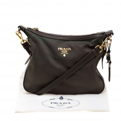 Pre Owned Prada Green/Brown Nylon and Leather Shoulder Bag