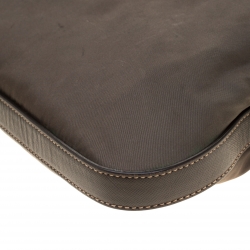 Pre Owned Prada Green/Brown Nylon and Leather Shoulder Bag