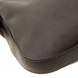 Pre Owned Prada Green/Brown Nylon and Leather Shoulder Bag