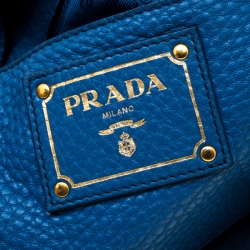 Pre Owned Prada Blue Leather Cervo Hobo