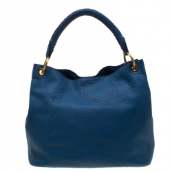 Pre Owned Prada Blue Leather Cervo Hobo