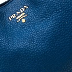 Pre Owned Prada Blue Leather Cervo Hobo