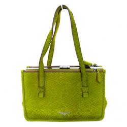 Pre Owned Prada Green Leather Limited Edition Tote